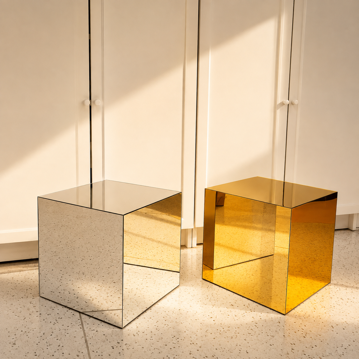 Mirror Acrylic Cube Side Table