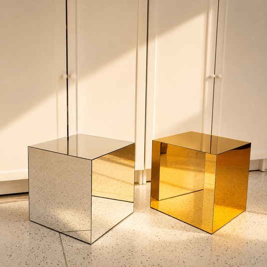 Mirror Acrylic Cube Side Table